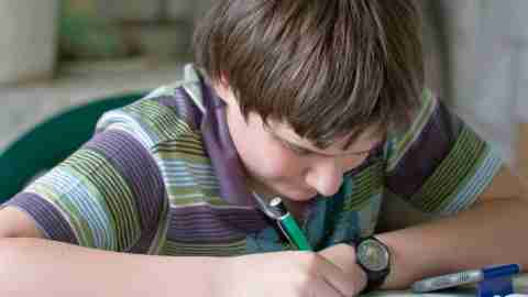A student times himself on his assignments to avoid daydreaming, procrastination, and homework stress.