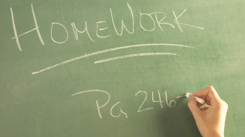 A teacher assigning homework on the blackboard, which 504 accomodations for adhd can help your child to complete by improving communication.